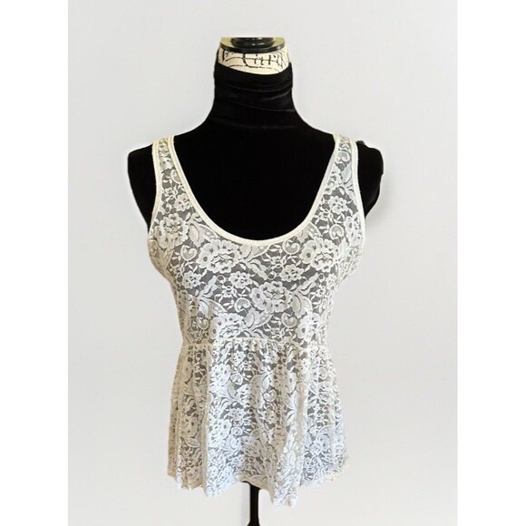 Aeropostale Sheer Lace Babydoll Tank Size Large - Picture 1 of 7